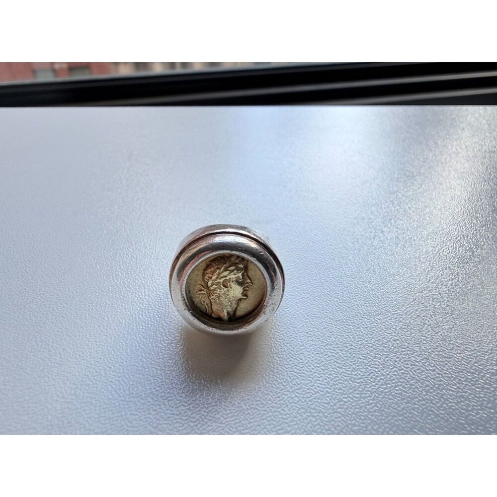 Vintage Lagos Caviar 18K Gold & Sterling Silver Signet Ring - Size 7